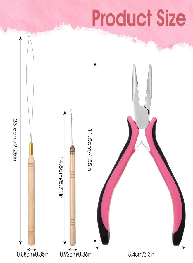 ElevateTech Hair Extension Tools Kit, 3 Pcs Microlinks Beads Tools Pliers Loop Needle Pulling Hook Tool 3-Hole Micro Links Hair Extensions Kit for Micro and Nano Ring Hairs Extensions or Removal - Image 2